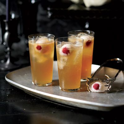 <p>This is Grace Parisi's take on the Dark and Stormy, a classic rum and ginger beer drink. Floating in the punch bowl are round ice cubes made with lychee syrup and lychees stuffed with brandied cherries, which have an uncanny resemblance to eyeballs.</p>
<p><strong>Recipe:</strong> <a href="/recipefinder/dark-stormy-death-punch-recipe-fw1011" target="_blank"><strong>Dark and Stormy Death Punch</strong></a></p>