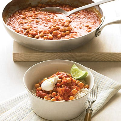<p>A thick vegetarian stew made from pantry staples, such as rice, spices, and canned chickpeas, is enlivened with a bit of yogurt and lime. Curry powder, an Indian blend of spices, is a timesaving source of layered flavor; ground ginger brings a quick dash of citrusy warmth.</p><br /><p><b>Recipe:</b> <a href="/recipefinder/easiest-indian-stew-recipe-mslo1011><b>Easiest Indian Stew"><b>Easiest Indian Stew</b></a></p>