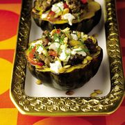 <p>This all-in-one dish will wow your guests.  If you can, make the turkey sausage one day ahead for a bolder flavor.</p><p><strong>Recipe:</strong> <a href="http://www.delish.com/recipefinder/guy-fieri-roasted-acorn-squash-turkey-sausage-peppers-goat-cheese-recipe"><strong>Guy Fieri's Roasted Acorn Squash with Turkey Sausage, Peppers, and Goat Cheese</strong></a></p>