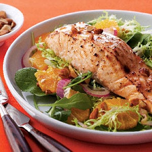Glazed-Salmon-on-Greens-and-Orange-Salad
