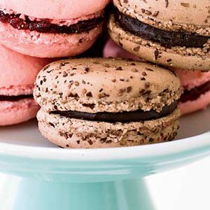 These light, airy sandwich cookies get plenty of rich chocolate flavor from cocoa powder and an intense ganache filling.<br /><br /><b>Recipe: <a href="/recipefinder/chocolate-macarons-recipe" target="_blank">Chocolate Macarons</a></b>

