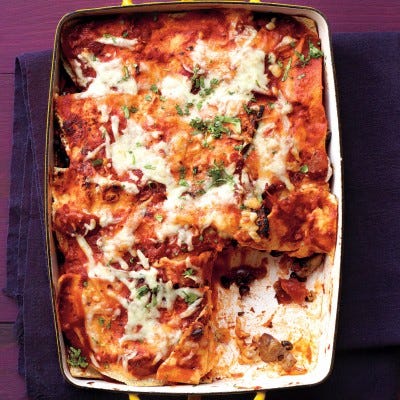 Mushroom and Black Bean Tortilla Casserole