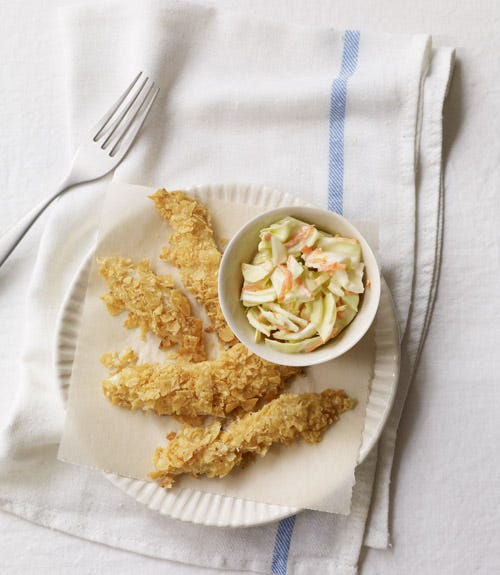 Tortilla-Crusted Fish Sticks & Slaw