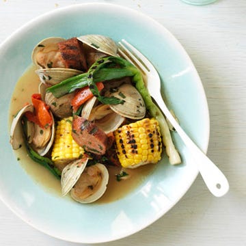 Pan-Grilled Clams with Smoky Sausage and Tomatoes
