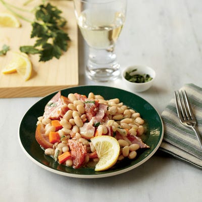 Warm White Bean Salad with Smoked Trout