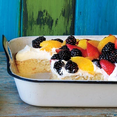 Tres Leches Cake <p>We added whipped cream and fruit to a classic tres leches cake recipe to make it undeniably delicious. You can use any fruit in season, alone or a combination. Now there's no need to visit a Mexican restaurant when you're craving a great tres leches cake recipe.</p>
<p><strong>Recipe: <a href="http://gogonow.org/recipefinder/tres-leches-cake-recipe-mslo0614%22 target="_blank">Tres Leche Cake</a></strong></p>