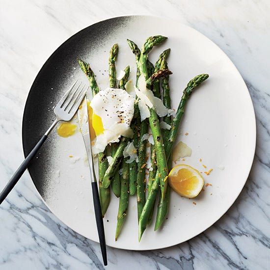 Grilled Asparagus with Pecorino and Meyer Lemon-Poached Eggs Grilled Asparagus with Pecorino and Meyer Lemon-Poached Eggs