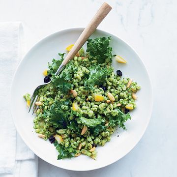 Lemony Barley Salad with Kale Pesto