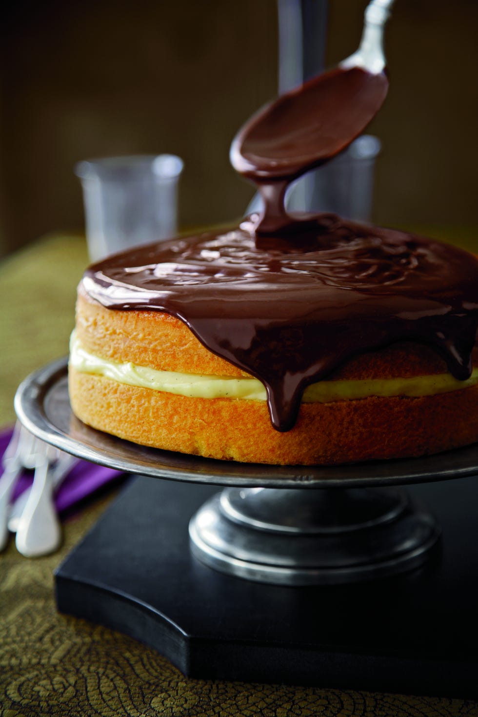 The best cake results begin with ingredients at room temperature (about 70 degrees F). Warm eggs, in their shells, in hot tap water to quickly temper them from the refrigerator.
<br /><br />
<strong>Recipe:</strong> <a href="http://www.countryliving.com/recipefinder/boston-cream-pie-clv0208?click=recipe_sr"target="_blank">Boston Cream Pie</a>
<br /><br />
For a sweet treat that's not so chocolaty, try this fruity cream pie, with strawberry ice cream and blueberry sauce.
<br /><br />
<strong>Recipe:</strong> <a href="http://www.countryliving.com/recipefinder/red-white-blue-ice-cream-pie-968?click=recipe_sr"target="_blank">Red, White, and Blue Ice Cream Pie</a>