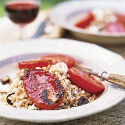 Broiled Tomatoes with Farro Salad