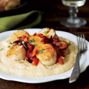 Seared Scallops with Olive and Tomato Compote