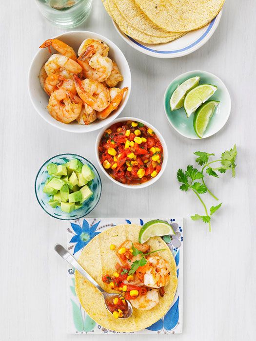 Shrimp and fresh corn salsa combine in corn tortillas for a refreshing and low-calorie meal.
<br /><br />
<b><a href="http://www.redbookmag.com/recipefinder/shrimp-taco-warm-corn-salsa-recipe"target="_new">Get the recipe!</a></b>