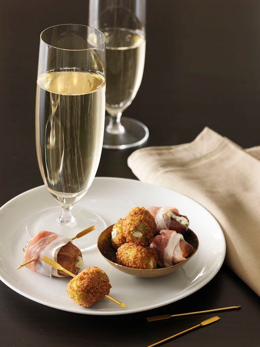 Simple, yet sophisticated, these bite-sized appetizers offer a sensual mix of flavors and textures — perfect for Valentine's Day.<br /><br />

<a href="http://www.redbookmag.com/recipefinder/cheese-stuffed-dates-prosciutto-recipe-rbk0211"><b>Recipe: Cheese-Stuffed Dates with Prosciutto</b></a><br /><br /><a href="http://www.redbookmag.com/recipefinder/italian-fried-olives-recipe-rbk0211"><b>Recipe: Italian Fried Olives</b></a>