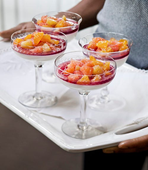 Buttermilk Custard with Navel Oranges in Red Wine Syrup Recipe