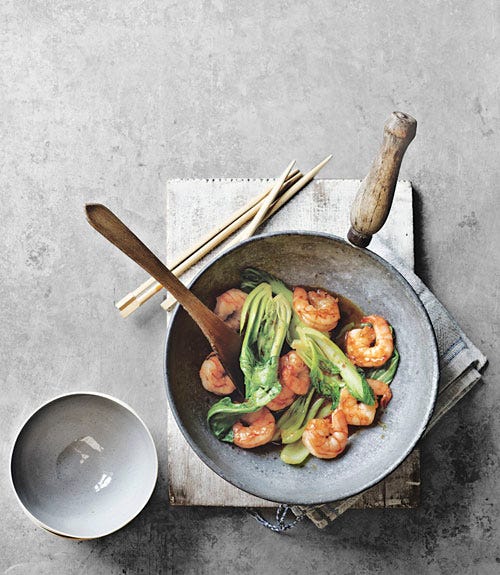 <p>Stir-fry plump shrimp and fresh bok choy in a citrus-soy glaze — and have dinner for four ready in just 15 minutes!</p>  <p><strong>Recipe:</strong> <a href="../../../recipefinder/jumbo-shrimp-bok-choy-recipe-clv0511" target="_blank"><strong>Grilled Quick-Brined Jumbo Shrimp</strong></a></p>