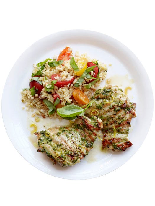 Lemon-Basil Chicken and Pine Nut Couscous
