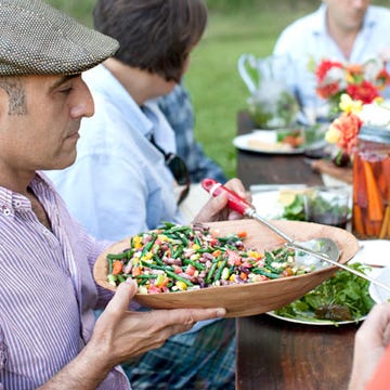 <p>Like a classic bean salad, this dish features beans and haricots verts, but also has an array of other summer veggies and a little jalapeno for an extra kick of flavor. </p><br />

<p><b>Recipe: <a href="/recipefinder/two-bean-salad-mustard-vinaigrette-recipe-clv0711">Two-Bean Salad with Mustard Vinaigrette</a></b></p>
