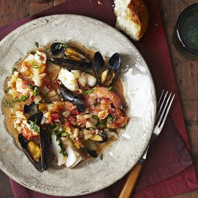 Guiso de mariscos mediterráneo Mediterranean Seafood Stew