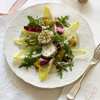 Endive-Beet Salad with Herb-Crusted Goat Cheese