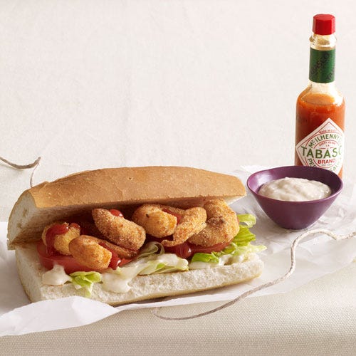 <p>A Louisiana favorite, the po-boy can be made with any number of ingredients, but the shrimp here are a light, sweet contrast to the hot sauce and crispy fried breading.</p>
<p><strong>Recipe:</strong> <a href="http://www.countryliving.com/recipefinder/fried-shrimp-poboys-recipe-clv0212" target="_blank">Fried-Shrimp Po'Boys</a></p>