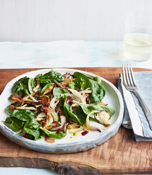 <p>"Malabar spinach holds up to warm ingredients without losing its texture." <em>—Rick Bayless,executive chef–owner of Frontera Grill in Chicago</em></p>
<p><strong>Recipe:</strong> <a href="http://preview.countryliving.com/recipefinder/spinach-salad-bacon-roasted-mushrooms-recipe-clv0412" target="_blank">Spinach Salad with Bacon and Roasted Mushrooms</a></p>
