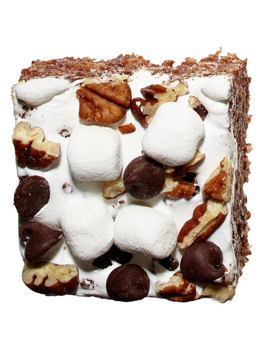 Rocky road and nutella lovers will rejoice with these spruced up rice krispie treats.