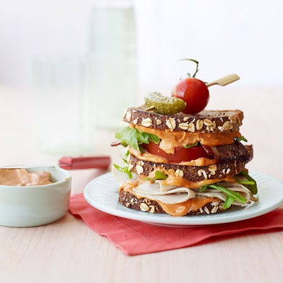 Turkey and Spicy Hummus Clubs
