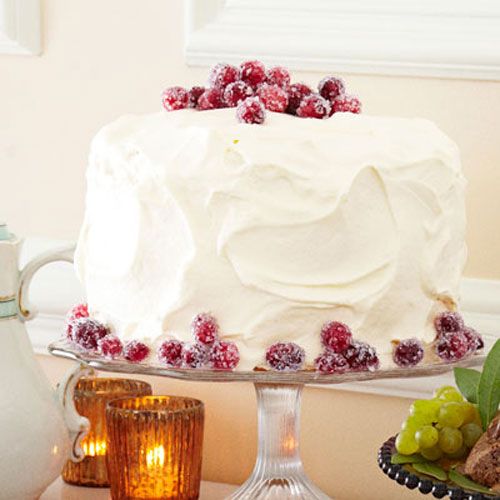 Cranberry-Vanilla Cake with Whipped Cream Frosting