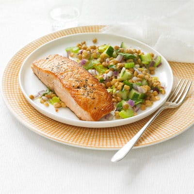 Seared Salmon with Lentil Salad