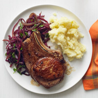 Pork Chops with Balsamic Braised Cabbage