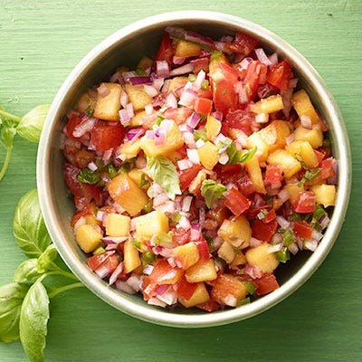 Peach, Red Onion, and Basil Salsa