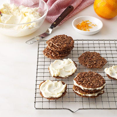 Pecan-Lace Cookie Sandwiches