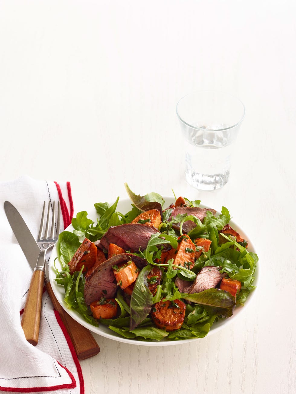 Arugula, Sweet Potato, and Spiced Steak Salad