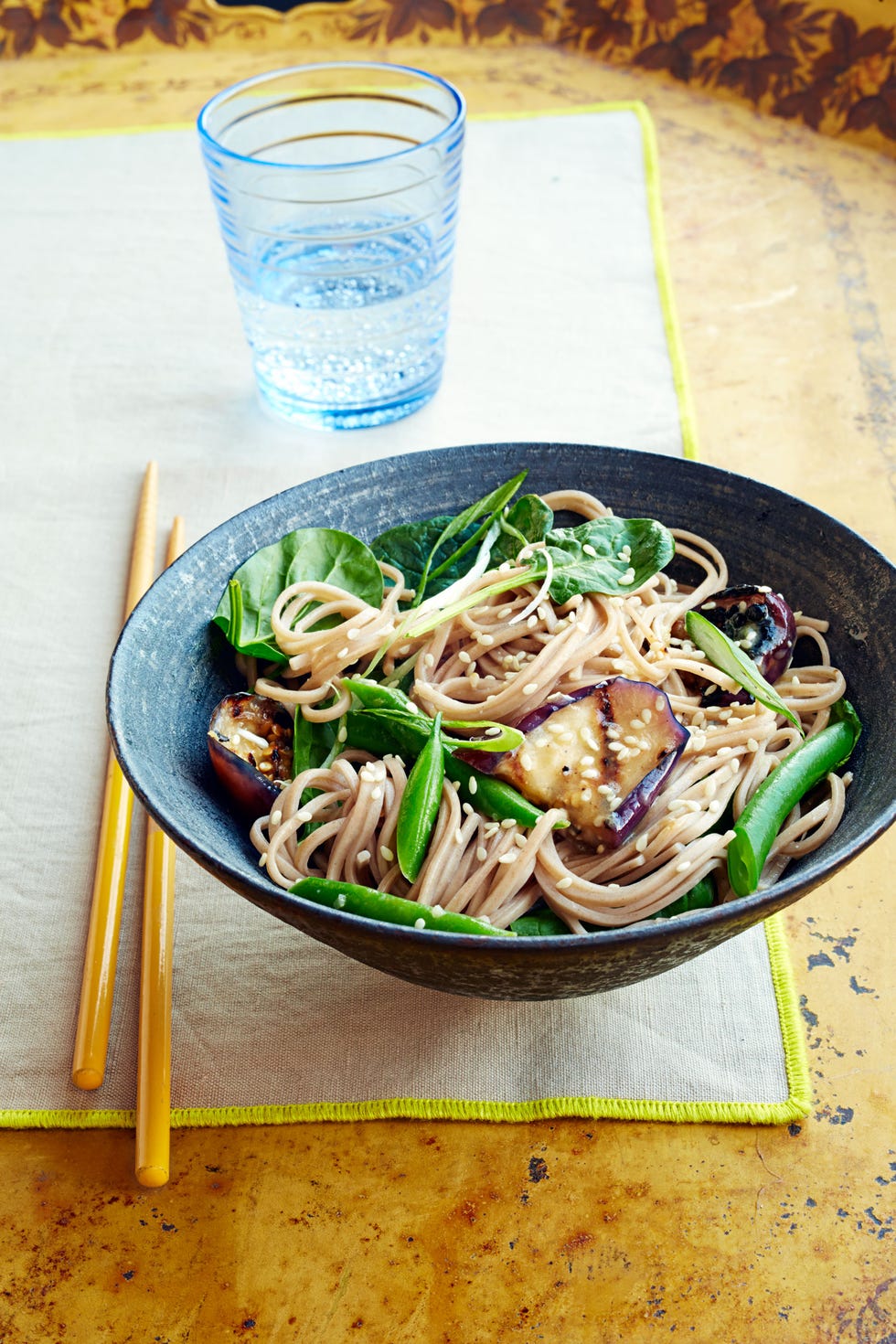 <p>For this Japanese dish, try Japanese eggplants — slightly sweeter than regular ones (narrower and straighter, too). Find them at a local farmers' market or farm stand.</p>
<p><strong>Recipe: <a
href="http://gogonow.org/recipefinder/soba-miso-glazed-eggplant-recipe-ghk0914%22
target="_blank"> Soba With Miso-Glazed Eggplant
</a></strong></p>