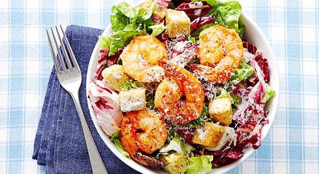 Garlic Shrimp Caesar Salad