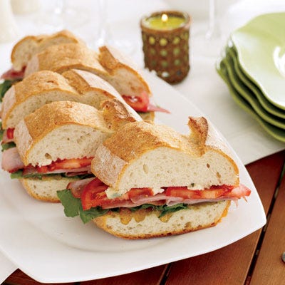 <p>This grown-up ham and cheese boasts a playful mix of flavors, including savory ham, sweet fig jam, spicy arugula leaves, and earthy blue cheese. The result: an Italian-style marvel great for picnics and on-the-go meals.</p><br /><p><b>Recipe: <a href="/recipefinder/ham-gorgonzola-sandwiches" target="_blank">Ham and Gorgonzola Sandwiches</a></b></p>