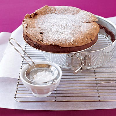 <p>Chocolate lovers will adore this dessert. The edges and top develop a delicately crisp crust while the center remains moist and fudgy.</p><br /><p><b>Recipe: <a href="/recipefinder/flourless-chocolate-cake-recipe" target="_blank">Flourless Chocolate Cake</a> </b></p>