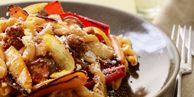 Vibrant bell peppers and zesty Italian sausage add flavor and color to this easy pasta recipe.<br /><br /><b>Recipe: <a href="/recipefinder/cavatelli-eggplant-sausage-peppers-recipe" target="_blank">Cavatelli with Eggplant, Sausage, and Peppers</a></b>
