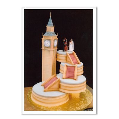 <p>The bride and groom were musicians who met in London and moved there after the wedding. They wanted the cake to display their love of music and the city that brought them together.</p>
<br />
<p>Mike's Amazing Cakes, Redmond, WA</p>
<p>(425) 869-2992</p>
<p><a href="http://www.mikesamazingcakes.com" target="_new"><b>mikesamazingcakes.com</b></a></p>