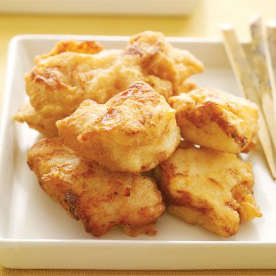 Asian-influenced and bite-sized, this zippy take on an American favorite includes a hint of fresh or dried ginger in the white-wine marinade. Try this irresistible chicken with Chili-Garlic Peanut Sauce or Carrot-Ginger Dressing for dipping.
 
 Recipe: Gingery Fried-Chicken Bites