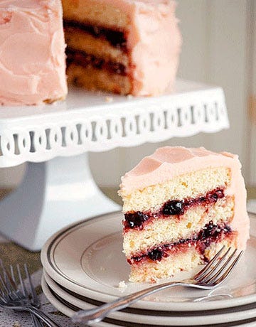 Filled with rich fruit preserves and topped with black-raspberry-flavored buttercream, this cake is a raspberry lover's dream.<br /><br /><b>Recipe:</b> <a href="/recipefinder/chambord-layer-cake-recipe-3841"target="_blank">Chambord Layer Cake</a>