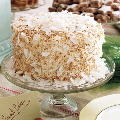 Layers of rum syrup are hidden within this toasted coconut confection.<br /><br /><b>Recipe:</b> <a href="/recipefinder/coconut-cake-3906" target="_new">Coconut Cake</a>