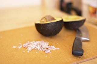 knife shallots avocado