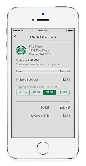 Starbucks iPhone Tipping App