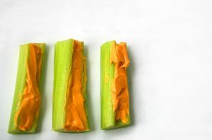 Celery filled with peanut butter