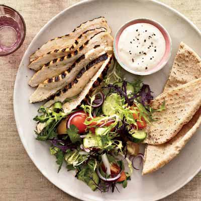 Tahini is made with sesame seeds, which are rich in essential minerals. Blended with nonfat Greek yogurt, it becomes a luscious sauce for these cardamom-spiced grilled chicken breasts. Serve with whole wheat pitas and green salad with tomatoes and cucumbers.<br /><br /><b>Recipe: <a href="/recipefinder/middle-easterninspired-chicken-tahini-sauce-recipe-fw0510" target="_blank">Middle Eastern–Inspired Chicken with Tahini Sauce</a></b>
