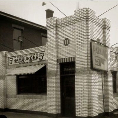 <p><b>Year Opened:</b> 1921</p>
<p><b>First Location:</b> Wichita, KS </p>
<p><b>Bite of History:</b> The very first White Castle opened its doors on just $700. Founder Billy Ingram sold his slider-style burgers at the bargain price of five cents per patty and, over the years, the chain prided itself on offering affordable food. By 1941, White Castle had sold more than 50 million burgers, and it wasn't until 1950 that the price made it past the 10-cent mark. In 2011, the famous drive-in known for its five-hole burger — which the company maintains cooks the patties "faster and more evenly" — will celebrate its 90th anniversary.</p>