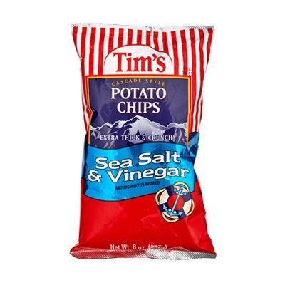 Only potatoes grown on family-owned farms in the Pacific Northwest make the cut at Tim's. <br /><br /><b>Tim's Cascade Style Sea Salt and Vinegar Potato Chips</b> (<a href="http://www.timschips.com/mm5/merchant.mvc" target="_blank">timschips.com</a>)