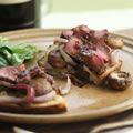 <p>This open-face "fork and knife" sandwich is piled with slices of Guinness-marinated bison steak, mushrooms, and red onion.</p><br />
<p><b>Recipe: </b><a href="/recipefinder/guinness-marinated-bison-steak-sandwiches-recipe-6810" target="_blank"><b>Guinness-Marinated Bison Steak Sandwiches</b></a></p>
