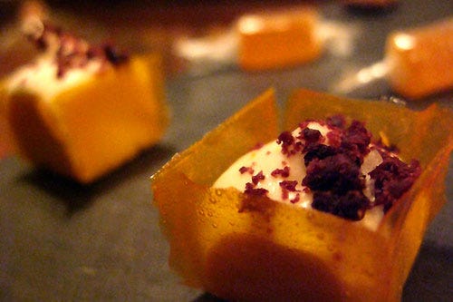 mango boxes with safron gumdrops